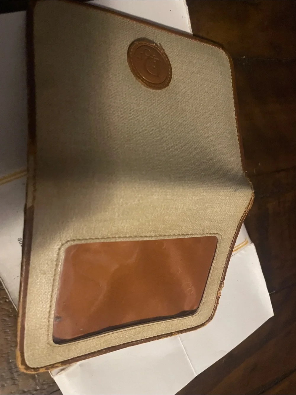Dior Beige Canvas Wallet with Brown Leather Logo